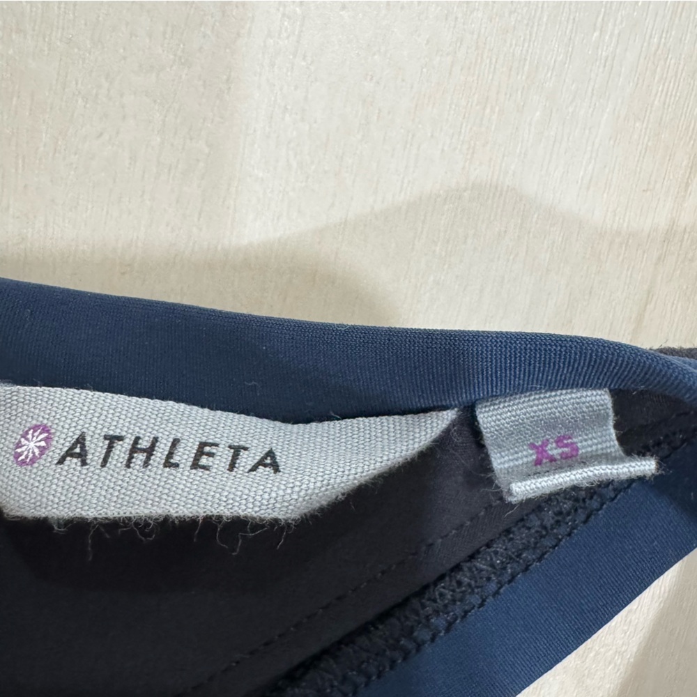 Athleta Stellar En Route Scuba Bodycon Navy Blue & Black Dress Fitted Stretch XS - Picture 8 of 13